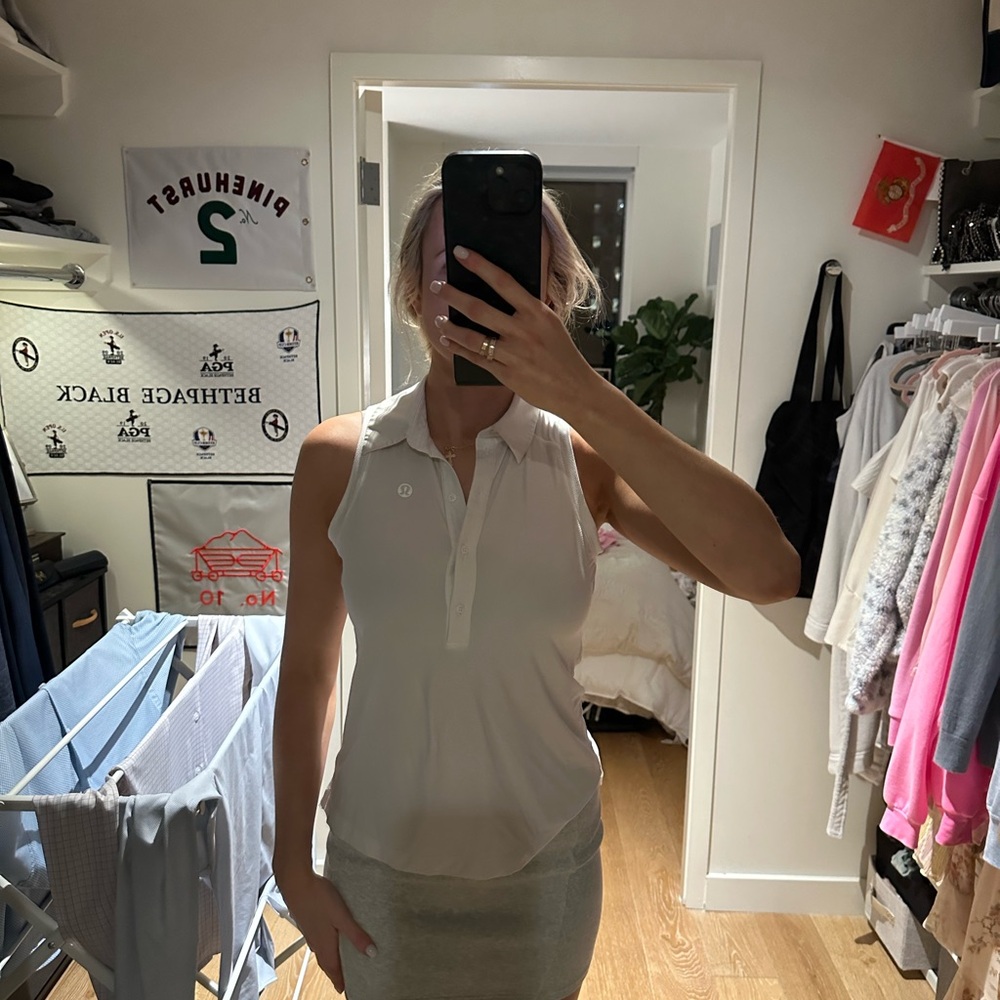 lululemon athletica Women's White Sleeveless Polo Top